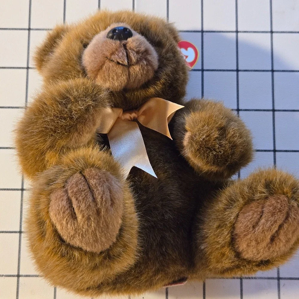 Vintage 1998 Ty‎ McGee Teddy Bear Plush With yellow Ribbon 9
